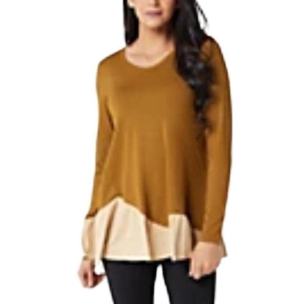 LOGO QVC green combo blouse size L‎
